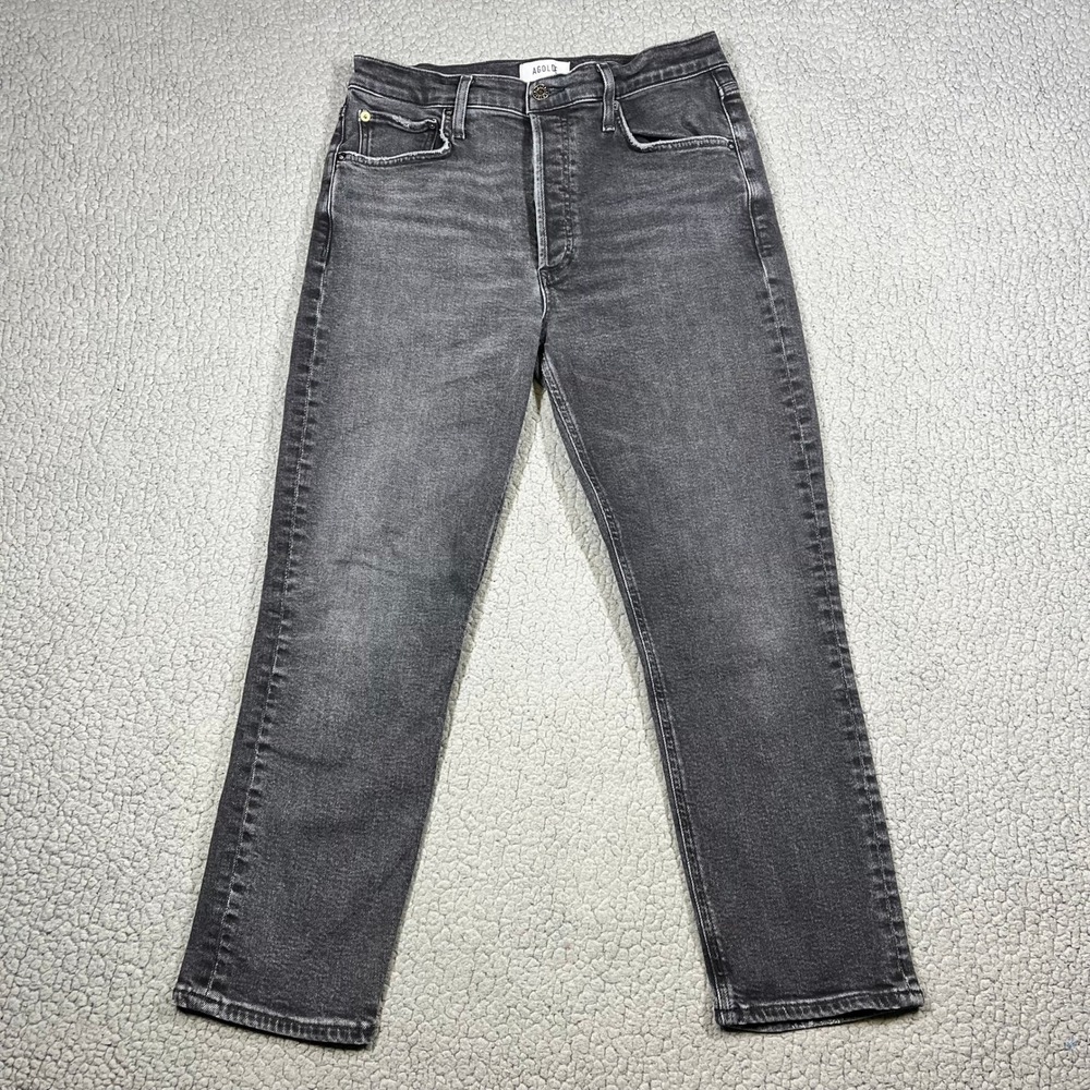 AGOLDE Riley Crop Jeans Womens 29 High Rise Straight Leg Grey Denim